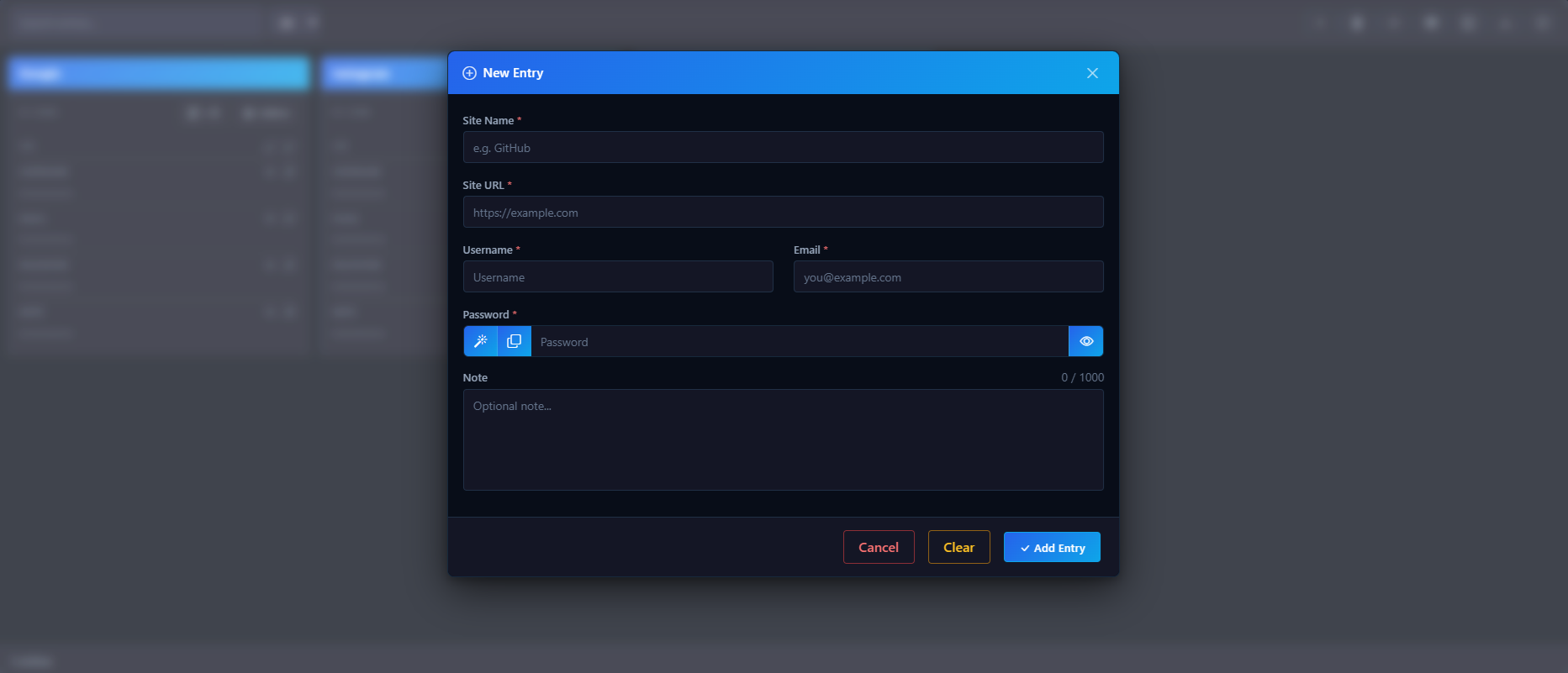 Add Secure Entries