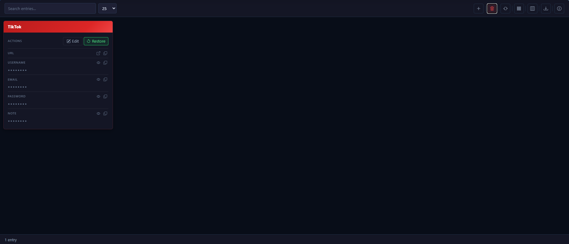 Restore Deleted Entries